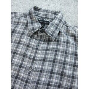 Banana Republic Shirt Mens Large 16-16.5 Button Down Long Slv Shirt Plaid Gray